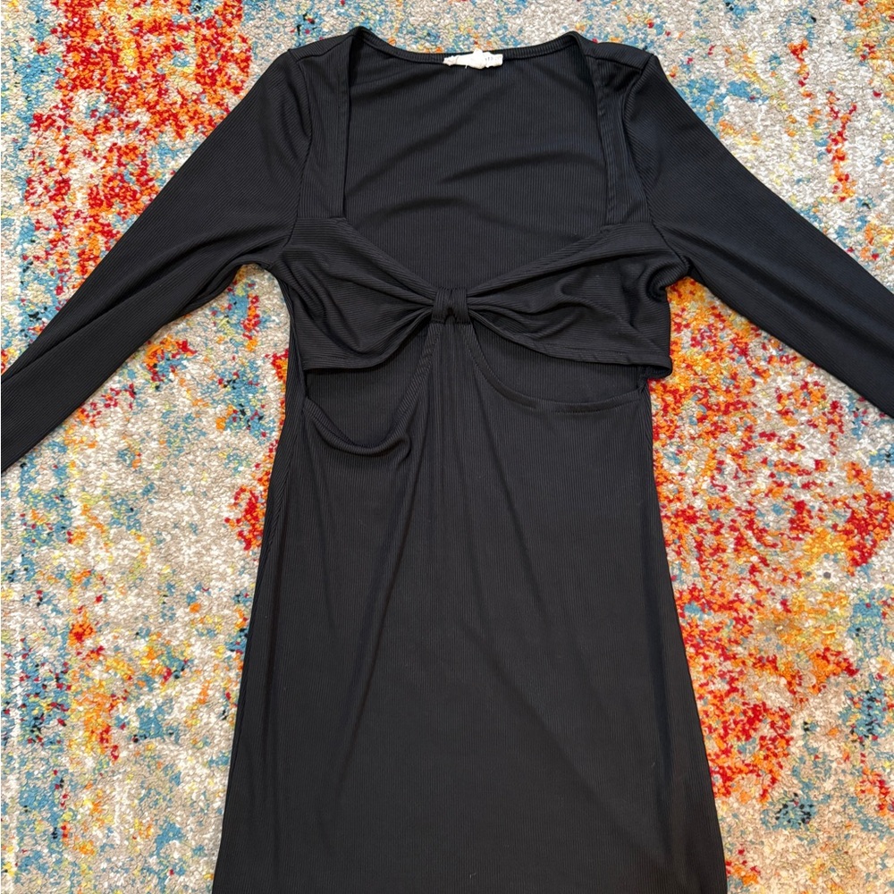 Sexy Black Long Sleeve Mini Dress